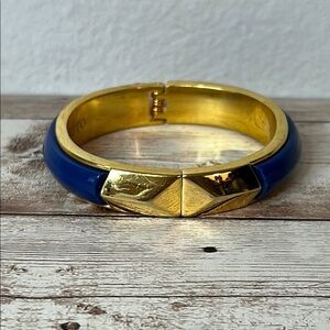 Vince Camuto Gold and Blue Hinged Bangle Bracelet